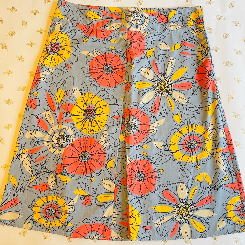 Merona Floral A-Line Skirt - Gray, Yellow, Orange